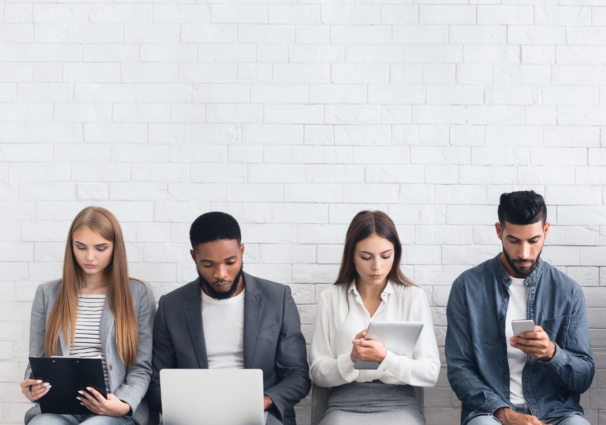 Young Black talent sitting in the waiting room ahead of a job interview